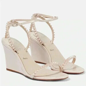 Christian Louboutin SO ME Wedge Sandal 42 11.5 12 Spike Stud Ankle Heels Leche